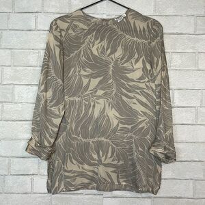 Club Monaco Silk 3/4 Sleeve Palm Print Blouse XS